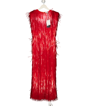 ARRANGE All Over Shard Sequin Strong Shoulder Maxi Dress In Red UK 8