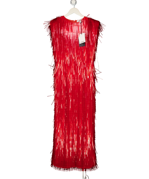 ARRANGE All Over Shard Sequin Strong Shoulder Maxi Dress In Red UK 8