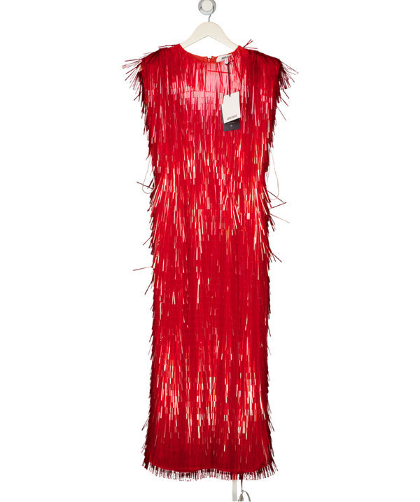 ARRANGE All Over Shard Sequin Strong Shoulder Maxi Dress In Red UK 8