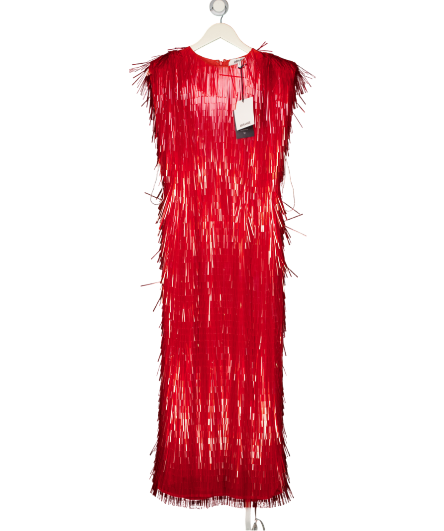 ARRANGE All Over Shard Sequin Strong Shoulder Maxi Dress In Red UK 8