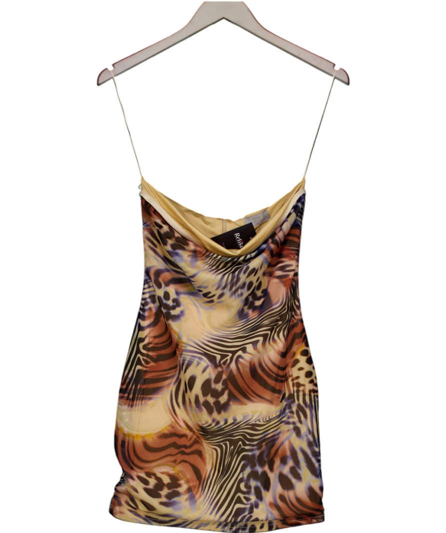 outcast Brown Cheeta Mini Strapless Dress UK M