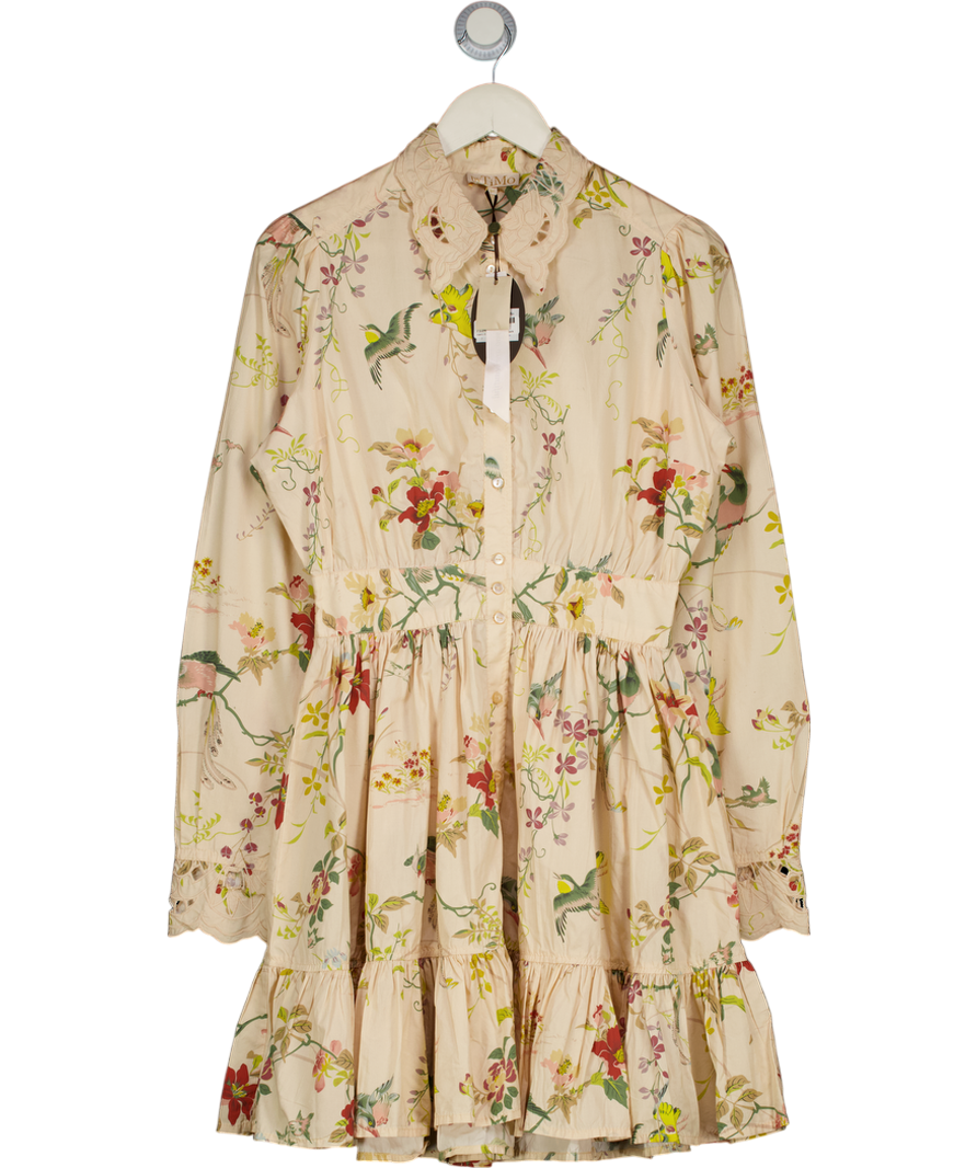 byTIMO Cream Lace Collar Mini Long Sleeved Dress - Botanical UK M