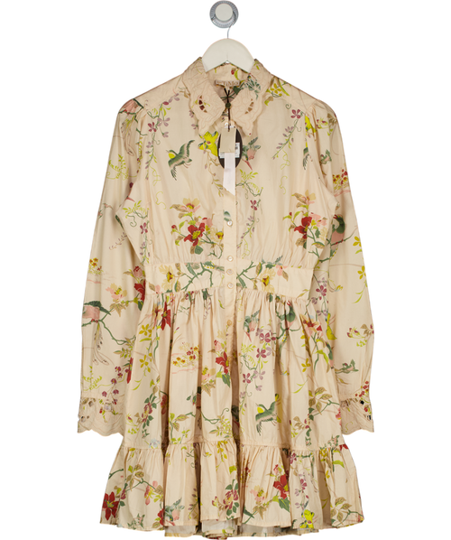 byTIMO Cream Lace Collar Mini Long Sleeved Dress - Botanical UK M
