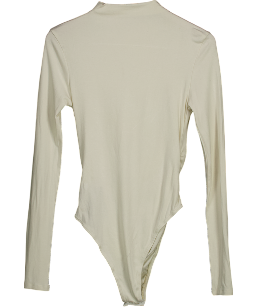 COMMENSE Cream Long Sleeve Bodysuit With Gold Button Detal UK S