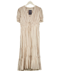 ULLA JOHNSON Cream Zaria Metallic Striped Cotton And Lurex-blend Dress Us4 UK 8