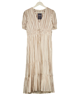 ULLA JOHNSON Cream Zaria Metallic Striped Cotton And Lurex-blend Dress Us4 UK 8