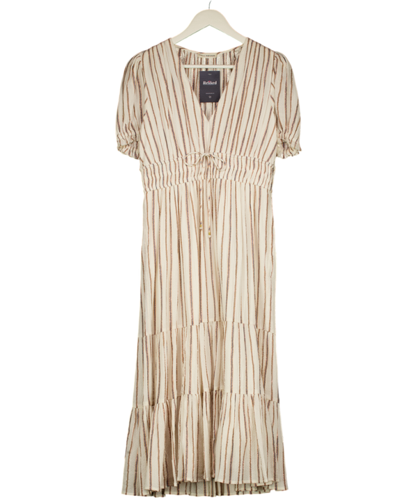 ULLA JOHNSON Cream Zaria Metallic Striped Cotton And Lurex-blend Dress Us4 UK 8