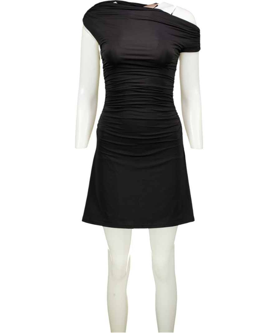 MESHKI Black Clinky Dakoda Off The Shoulder Dress UK XS