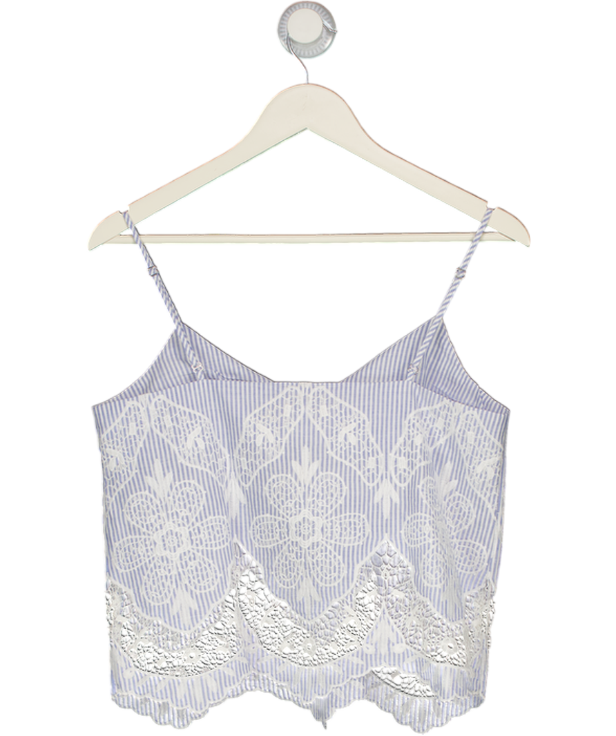 NEXT Blue Blue/white Stripe Broderie Cami Top UK 8