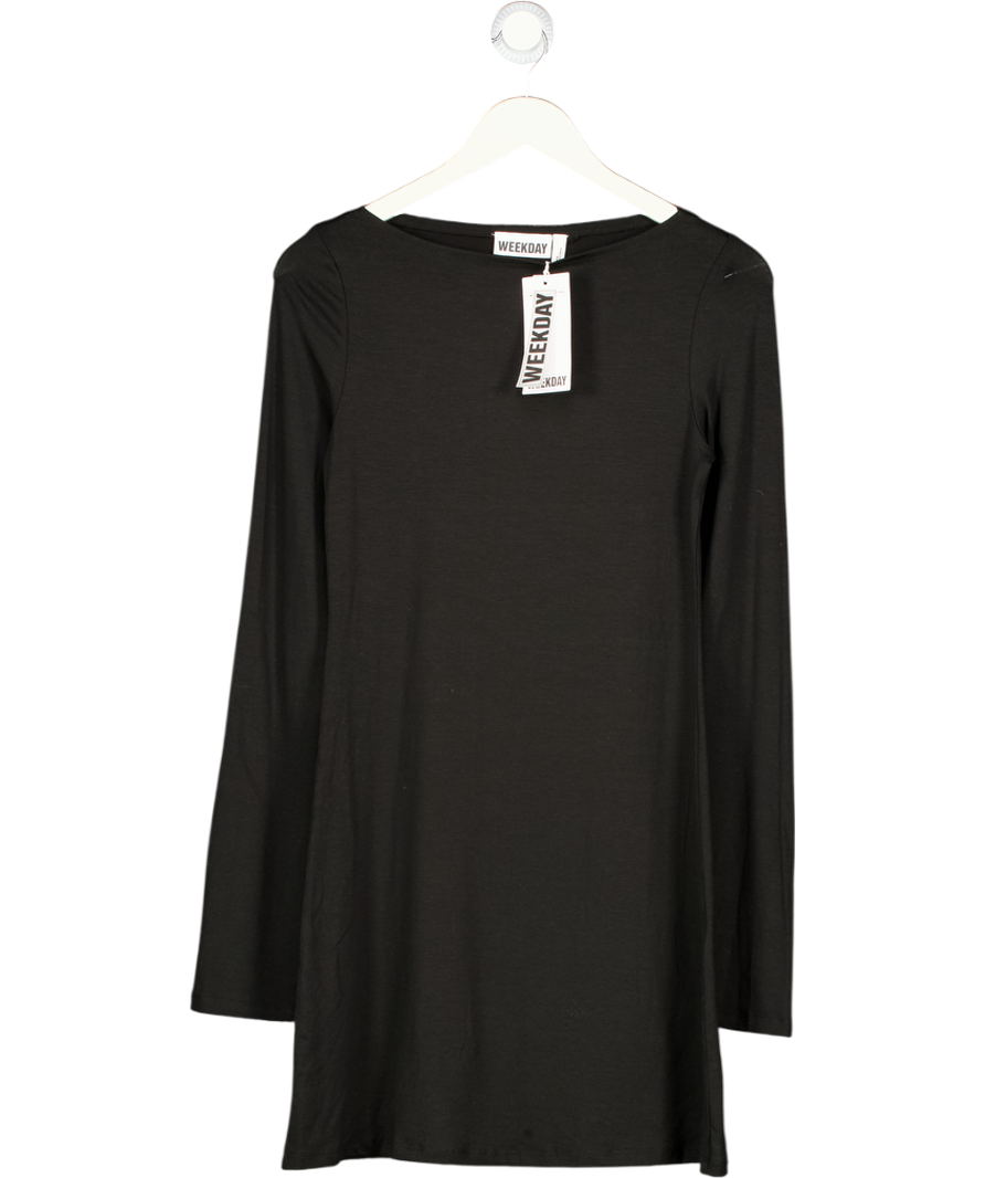 WEEKDAY Black Boatneck Long Sleeve Dress UK S