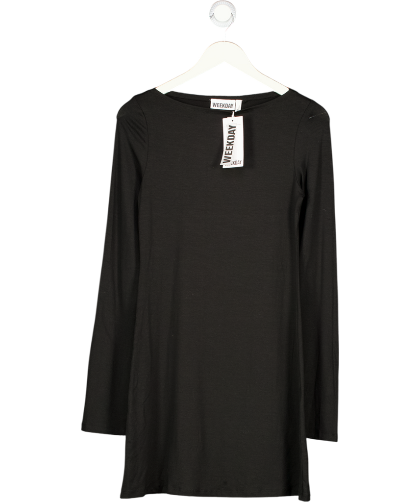 weekday long sleeve dress WEEKDAY Black Boatneck Long Sleeve Dress UK S – Reliked