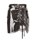 Self-Portrait Black Faux Leather Front Mini Skirt With Lace Detail UK 10