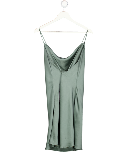 Abercrombie & Fitch Green Satin Bias Cowl Neck Mini Dress UK XL