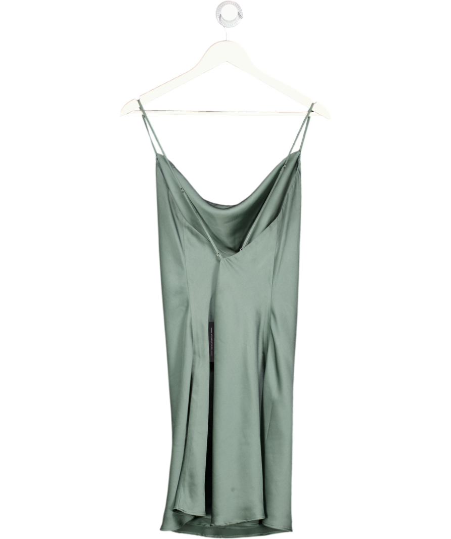 Abercrombie & Fitch Green Satin Bias Cowl Neck Mini Dress UK XL