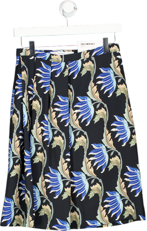 & Other Stories Black Floral Pleat Detail Skirt With Pockets UK 10
