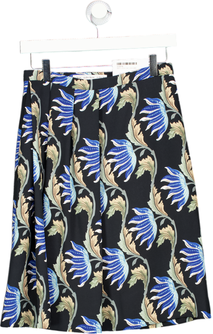 & Other Stories Black Floral Pleat Detail Skirt With Pockets UK 10