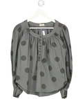 ACNE Jeans Grey 100% Cotton Polka Dot Puff Sleeve Blouse Eu36 UK 8