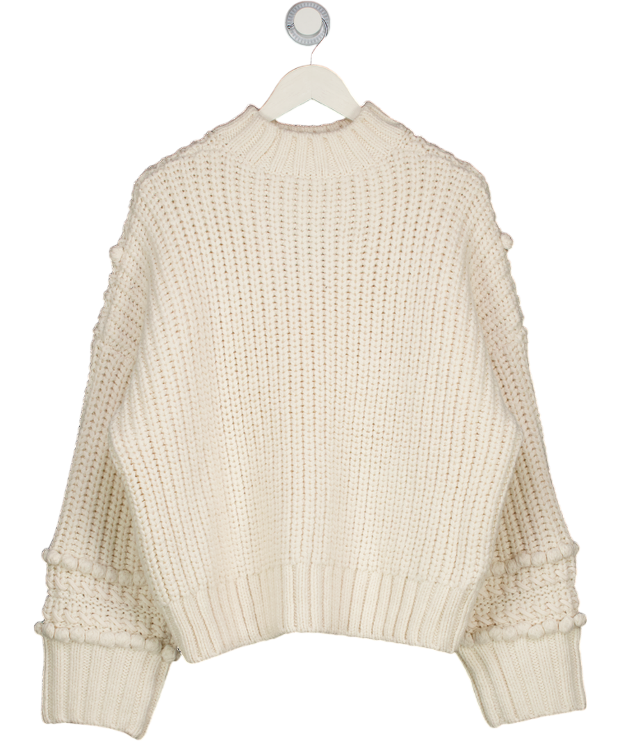 Mint Velvet Cream Textured Knit High Neck Jumper UK XL