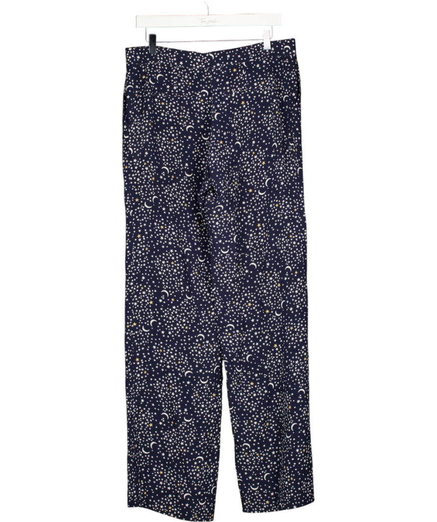 STELLA MCCARTNEY Navy Blue Moon & Start Print Silk Trousers It46 UK 14