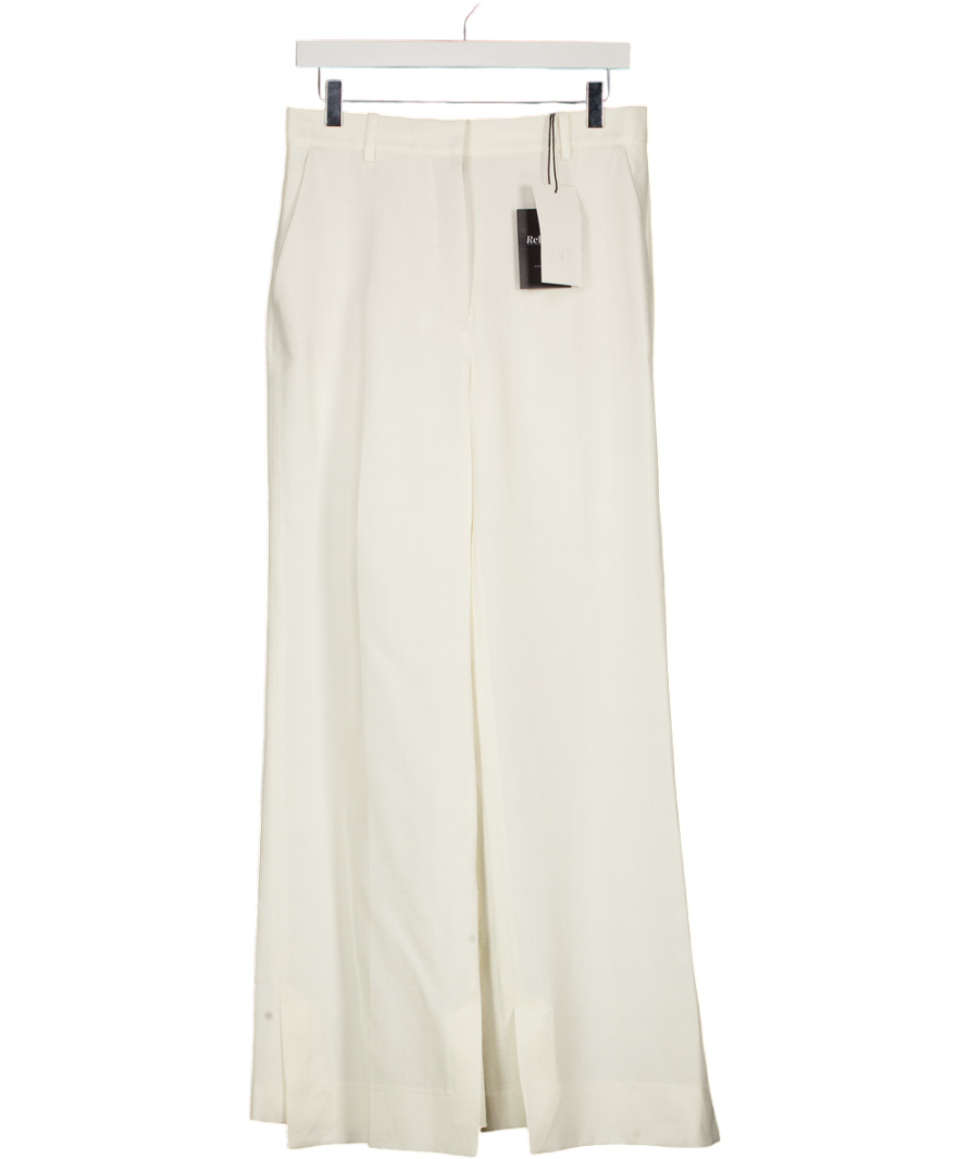 ZARA White Zw Collection Straight-leg Trousers UK M