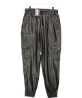 WAT. THE BRAND Black Faux Leather Jogger Trousers UK M