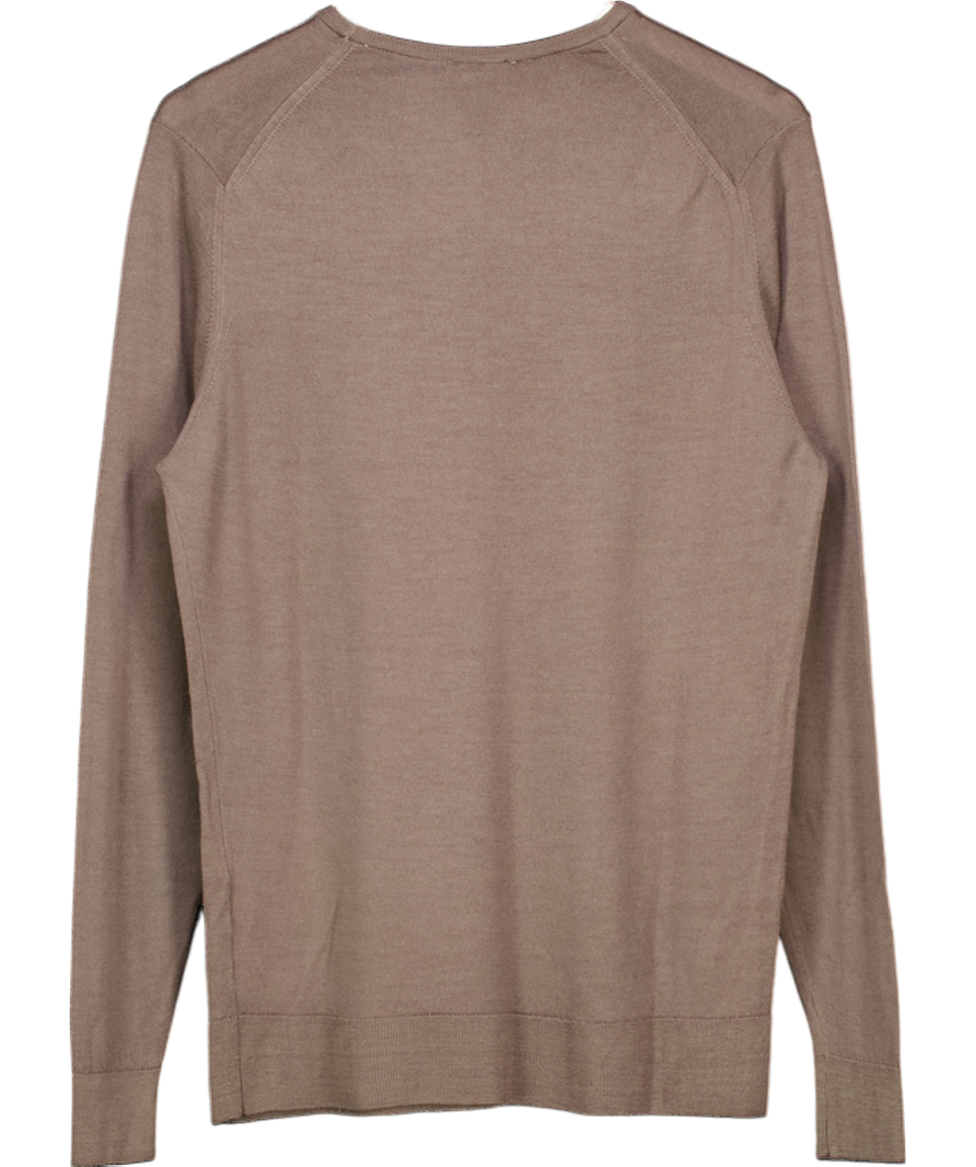 Sunspel Light Brown Extra‑fine Merino Crew Neck UK M