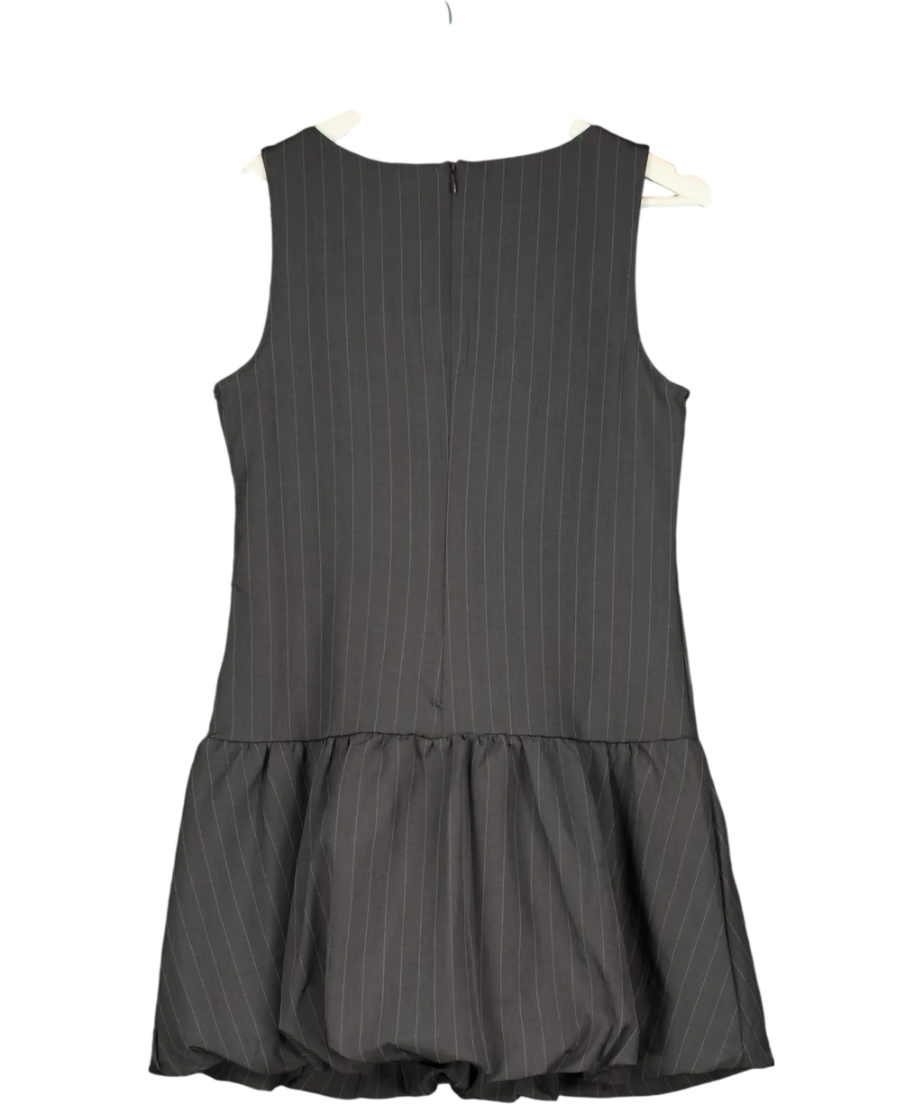 Hearts Los Angeles Grey Pinstripe Bubble Hem Mini Dress UK S