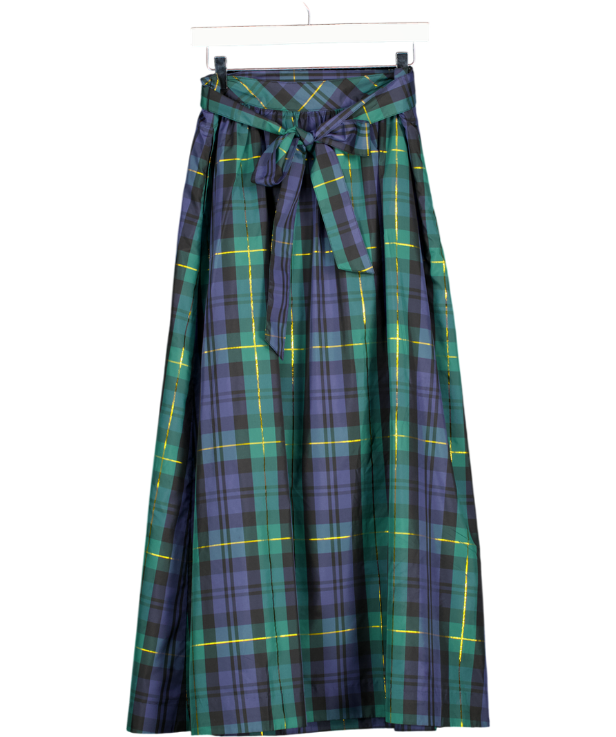 TALBOT'S Navy / Green Blackwatch Tartan Fit & Flare Skirt - Sloane Tartan Us4 UK 8