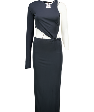 KHY Kylie Jenner Black One Sleeve Versatile Top( Uk M) And Low Rise Maxi Skirt Set (uk S) UK S/M