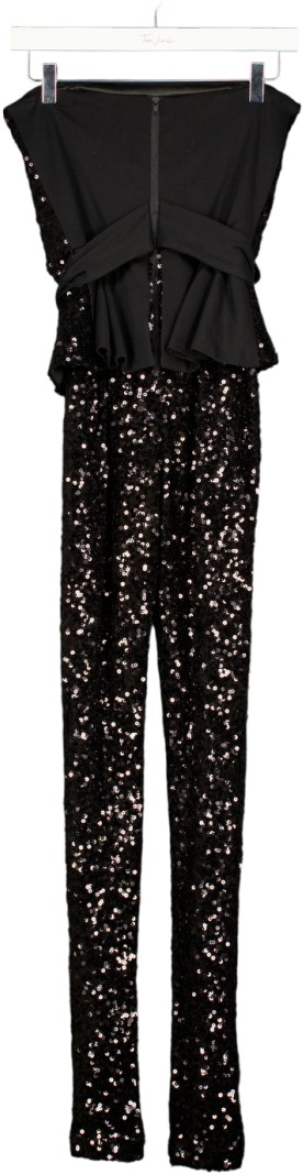FRENCH CONNECTION Black Sequin Peplum Jumpsuit UK 6