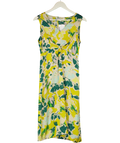 Clements Ribeiro Portobello Yellow K874 V-neck Twist Front Sleeveless Midi Dress UK 10