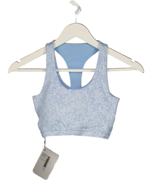 GYMSHARK Blue Marl Fleur Textured Sports Bra UK XS