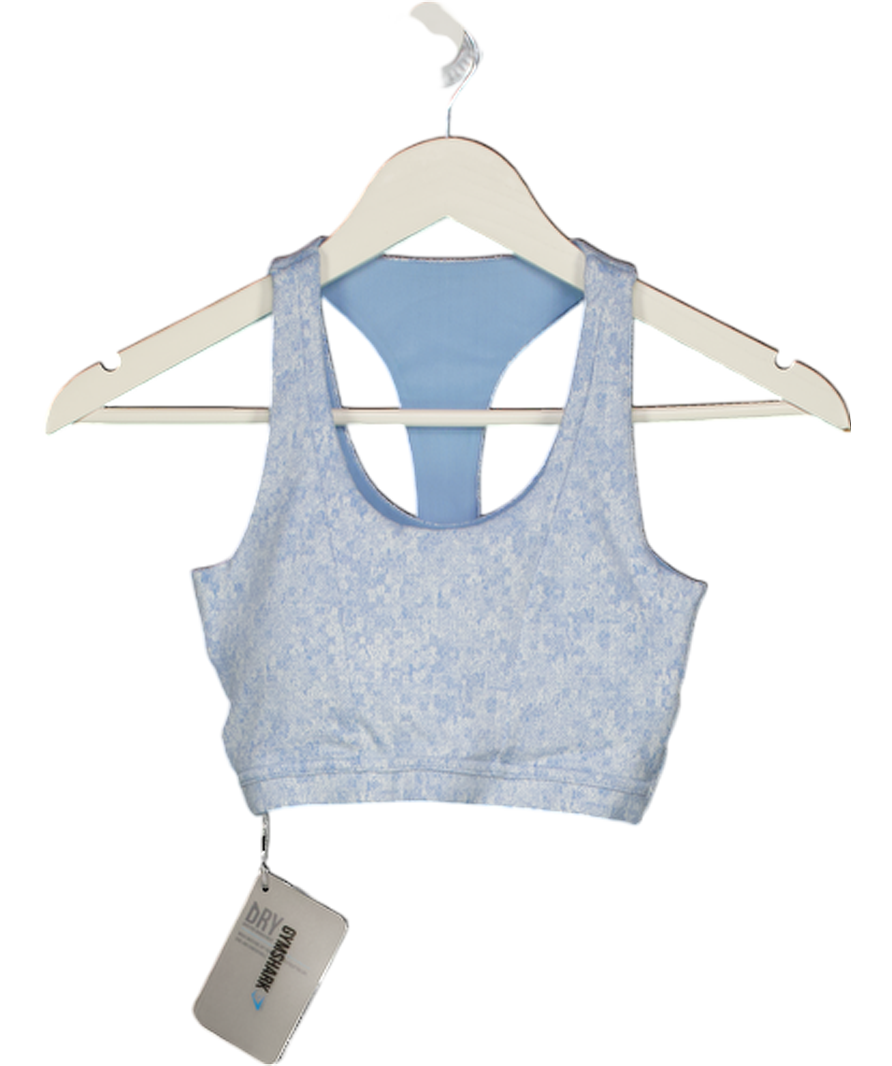 GYMSHARK Blue Marl Fleur Textured Sports Bra UK XS
