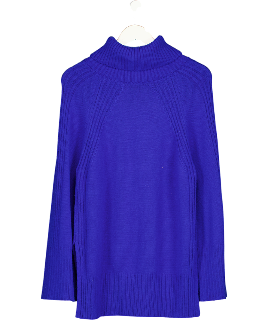 REISS Blue Florere Supersoft Cashmere Mix Oversize Roll Neck Jumper UK S