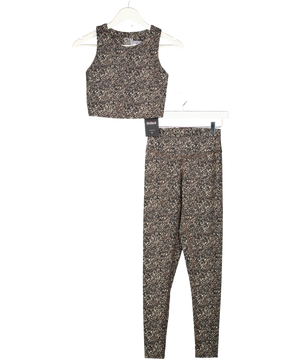 Gym Locker Brown Animal Print Vest And Leggings Set UK S