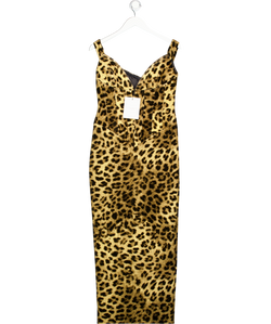 THE NEW ARRIVALS X  Ilkyaz Ozel Brown Leopard Shakti Leopard-print Cotton Corset Dress Fr38 UK 10