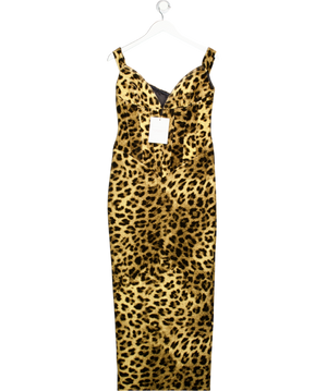 THE NEW ARRIVALS X  Ilkyaz Ozel Brown Leopard Shakti Leopard-print Cotton Corset Dress Fr38 UK 10