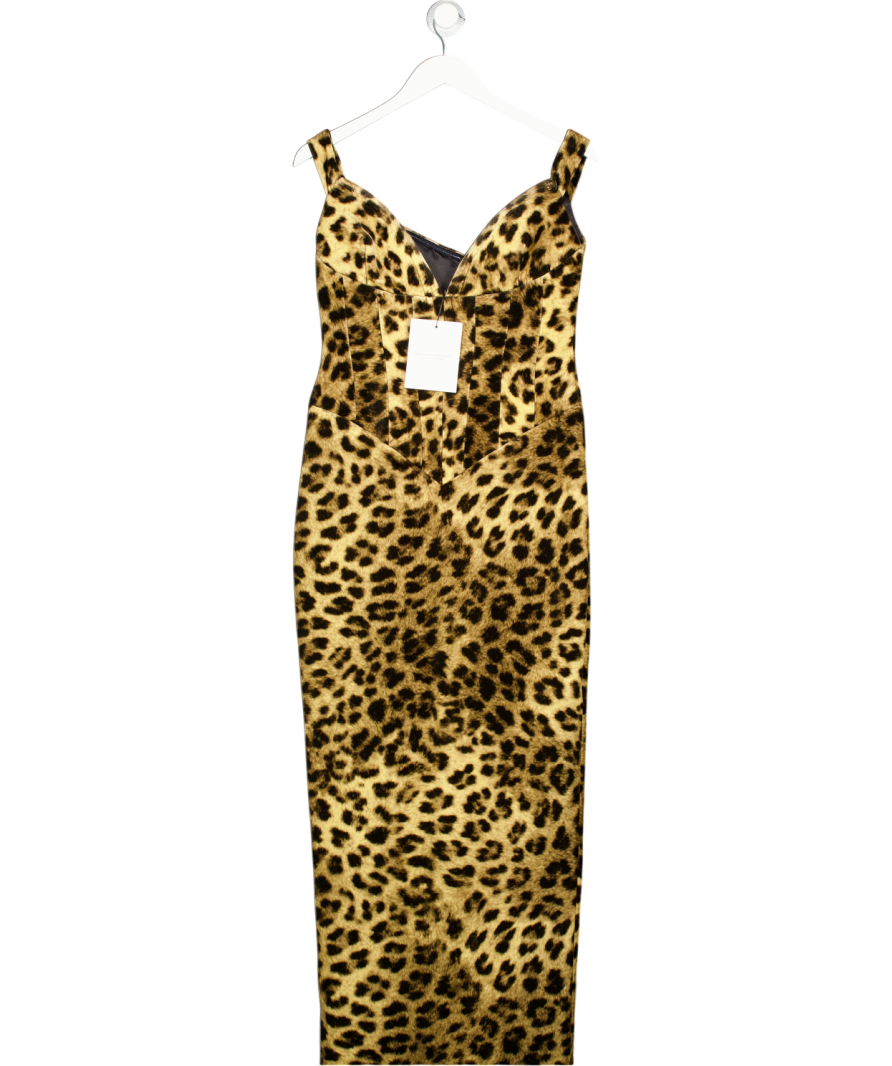 THE NEW ARRIVALS X  Ilkyaz Ozel Brown Leopard Shakti Leopard-print Cotton Corset Dress Fr38 UK 10