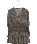 Topshop Black Ditsy Floral Shirred Mini Dress - Petite UK 8