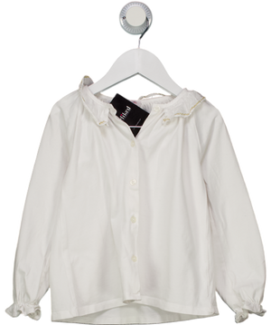 Confiture White Frill Neck And Sleeve Cotton Shirt 6 Years