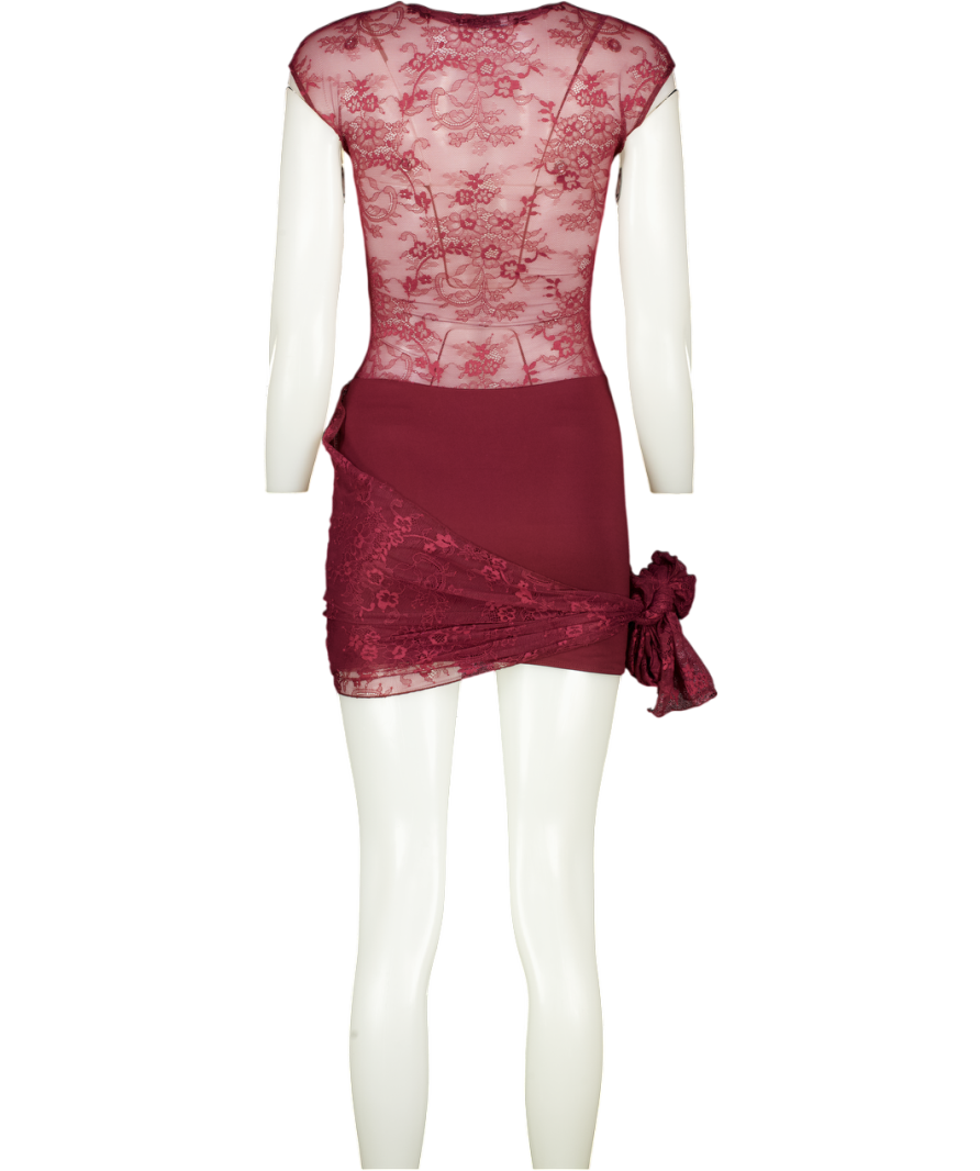 PEPPERMAYO Best Behaviour Mini Dress - Burgundy Red UK 8