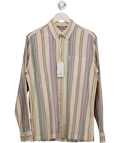 Ben Sherman Beige Long Sleeve Stripe Linen Blend Shirt In Fog UK M