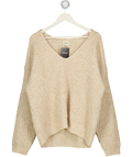 WILFRED Beige Waffle Knit V-neck Alpaca Blend Sweater UK L