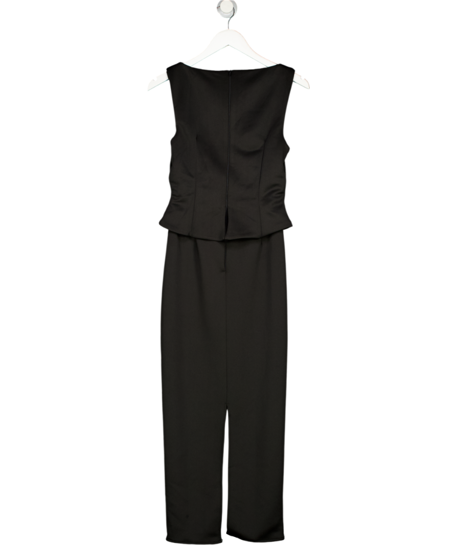 ASOS Pencil Midi Dress With Peplum Corset Bodice In Black Scuba-style Fabric UK 10