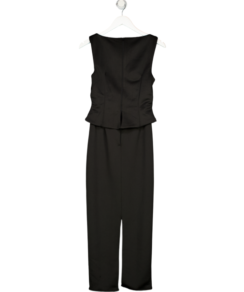 ASOS Pencil Midi Dress With Peplum Corset Bodice In Black Scuba-style Fabric UK 10