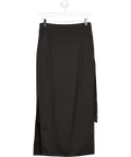 RICH RADI Q'S Black Satin Pencil Skirt With Thigh Slits And Lace Under Skirt UK M