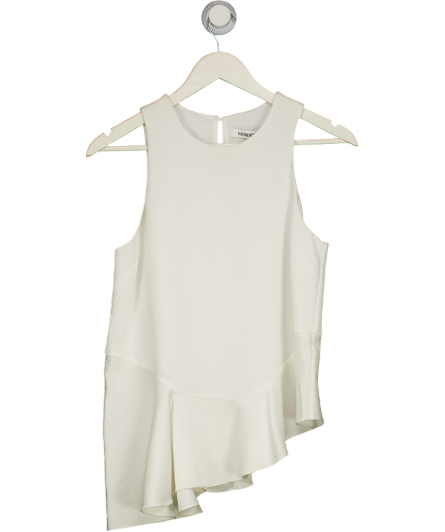 Elizabeth and James White Ee97 Lola Asymmetric Peplum Blouse UK XS