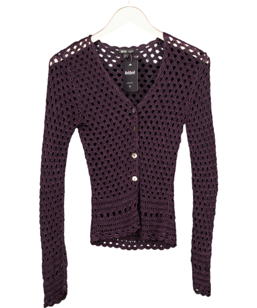 MANGO Black Crochet Knit Evening Cardigan UK M