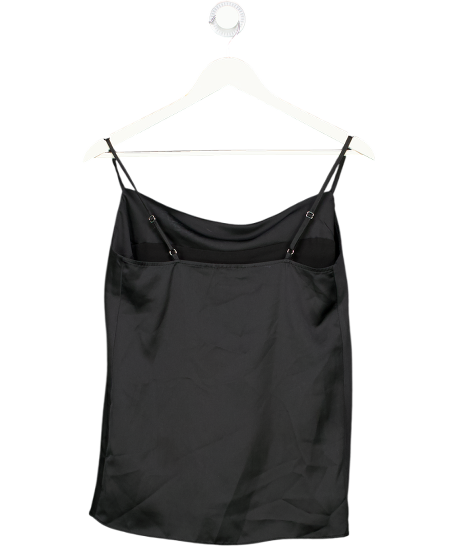 River Island Black Satin Cowl Front Cami Top UK 6