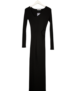 NA-KD Black Asymmetric Cutout Rib Knit Maxi Dress UK S